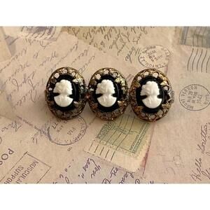 Vintage Van Dell Sterling Silver Habillé Shell Cameo Authentic HandCarved Brooch
